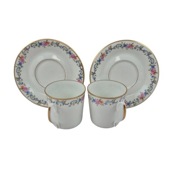 Vintage Limoges France Porcelain Goumot Labesse Floral Demitasse Cup Saucer Set - Picture 8 of 10